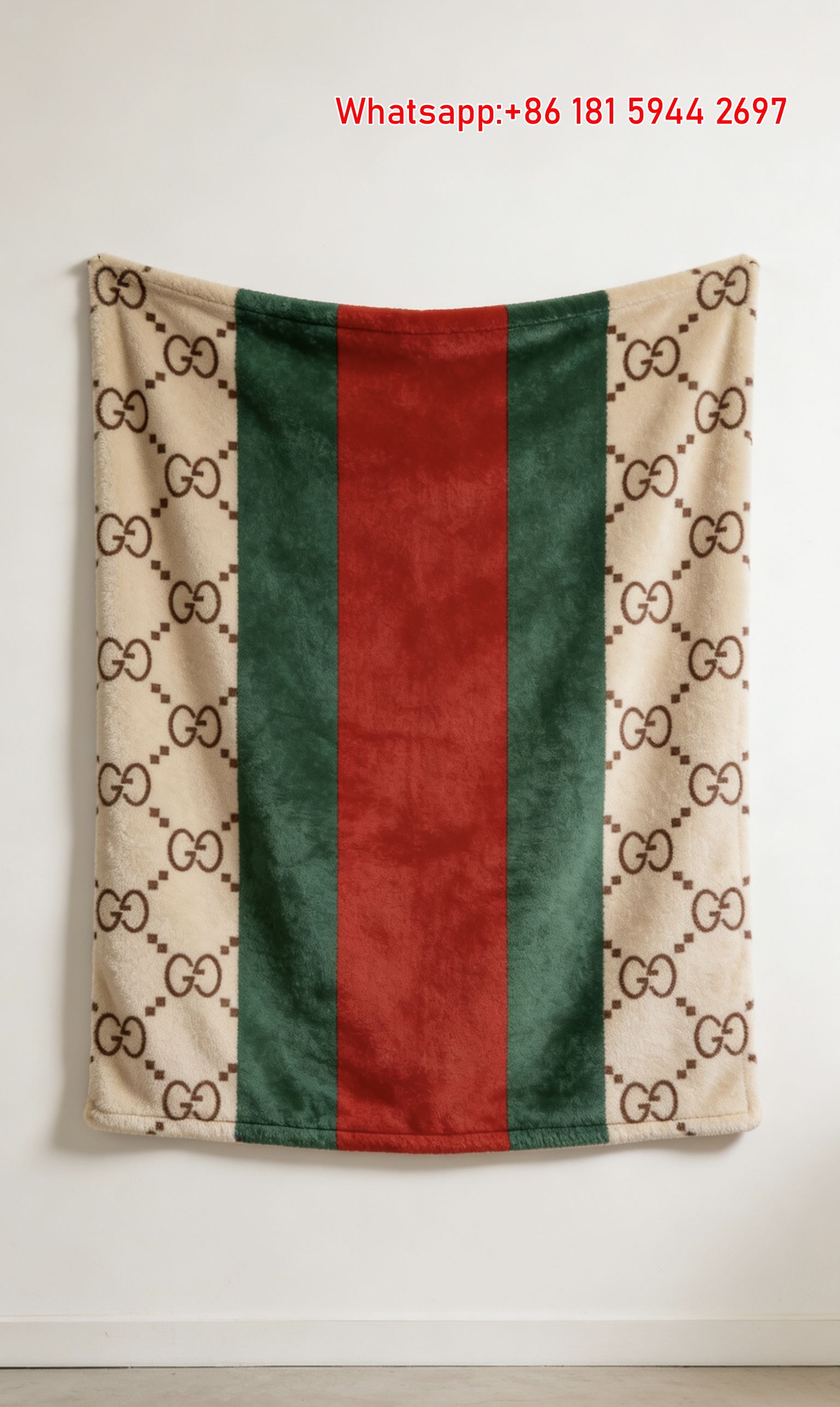 Gucci Beige GG Monogram Web throw Blanket IMG_2671